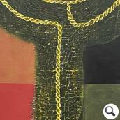 Öl auf Leinwand, 18-karat gold 72 x 118 cm